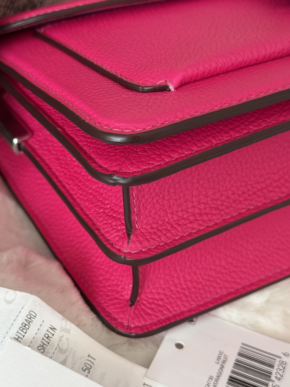 🌷 AUTH Coach Dragonfruit CH735 Fuchsia Pink Leather Tabby 26  Handbag Bag - Picture 5 of 16